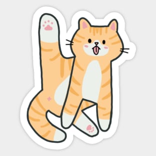 Orange and White Cat Licking Butt Sticker